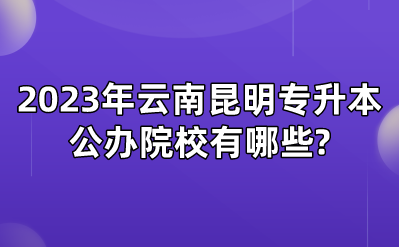 2023年云南昆明專升本公辦院校