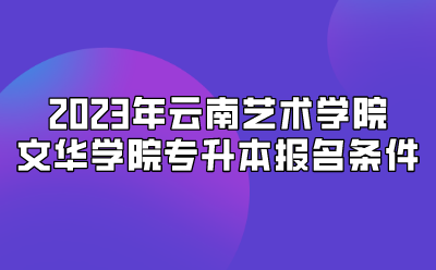 2023年云南藝術學院文華學院專升本報名條件