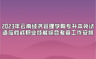 2023年云南經濟管理學院專升本免試適應性或職業技能綜合考查工作安排