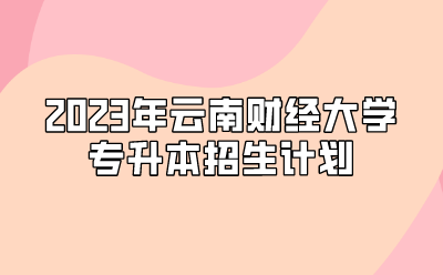 2023年云南財經大學專升本招生計劃