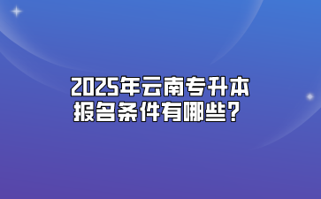 2025年云南專升本報名條件有哪些？